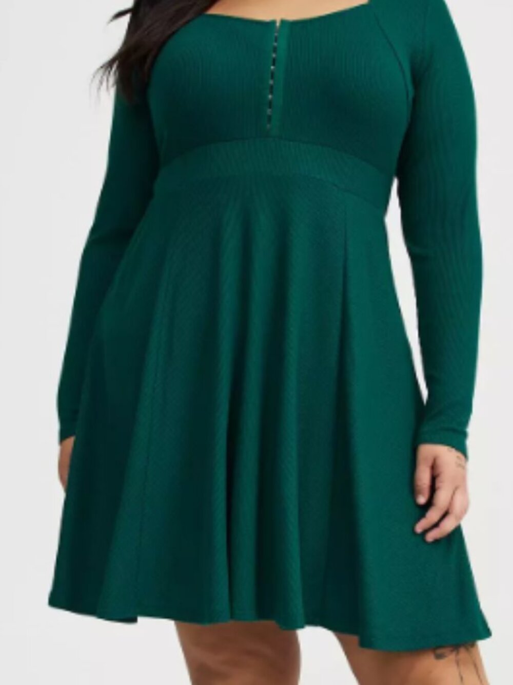 NWOT Torrid Green Waffle Skater Mini Dress (2X) - Picture 2 of 12